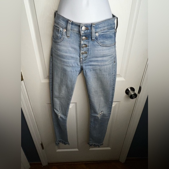 Madewell Women’s 23 9” High Rise Skinny Distressed Button Fly Jeans Light 00 - Picture 12 of 16